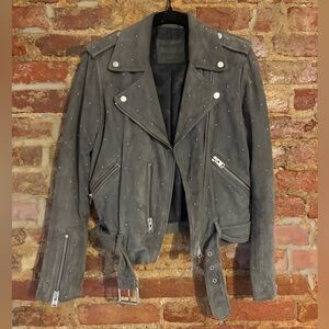 Rare- All Saints Balfern Suede Star Studded Leather Jacket